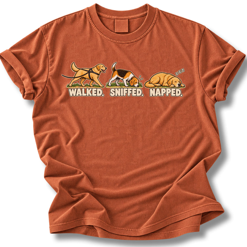 Walked Sniffed Napped Dog Shirt | Comfort Colors Dog Lover Tee