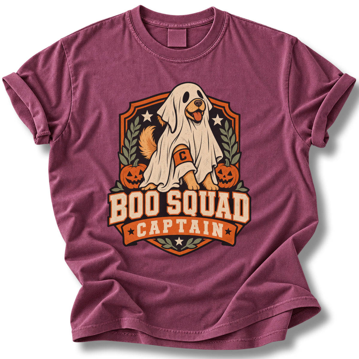 Boo Squad Captain Halloween Dog Shirt | Cute Ghost Dog Tee