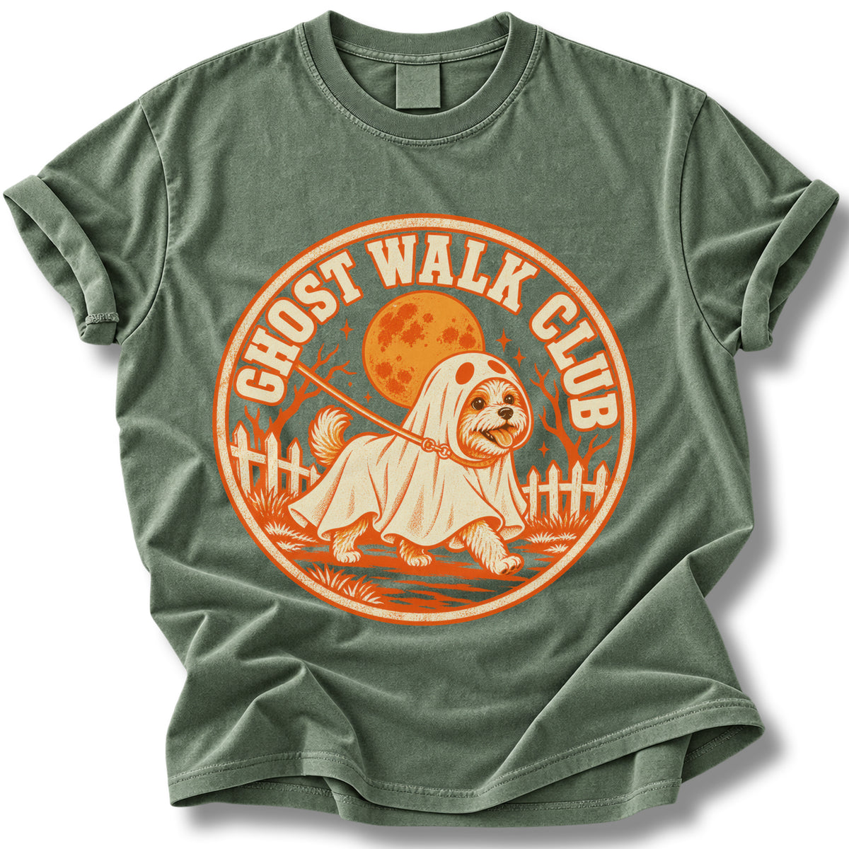 Ghost Walk Club Halloween Shirt | Cute Ghost Dog Tee