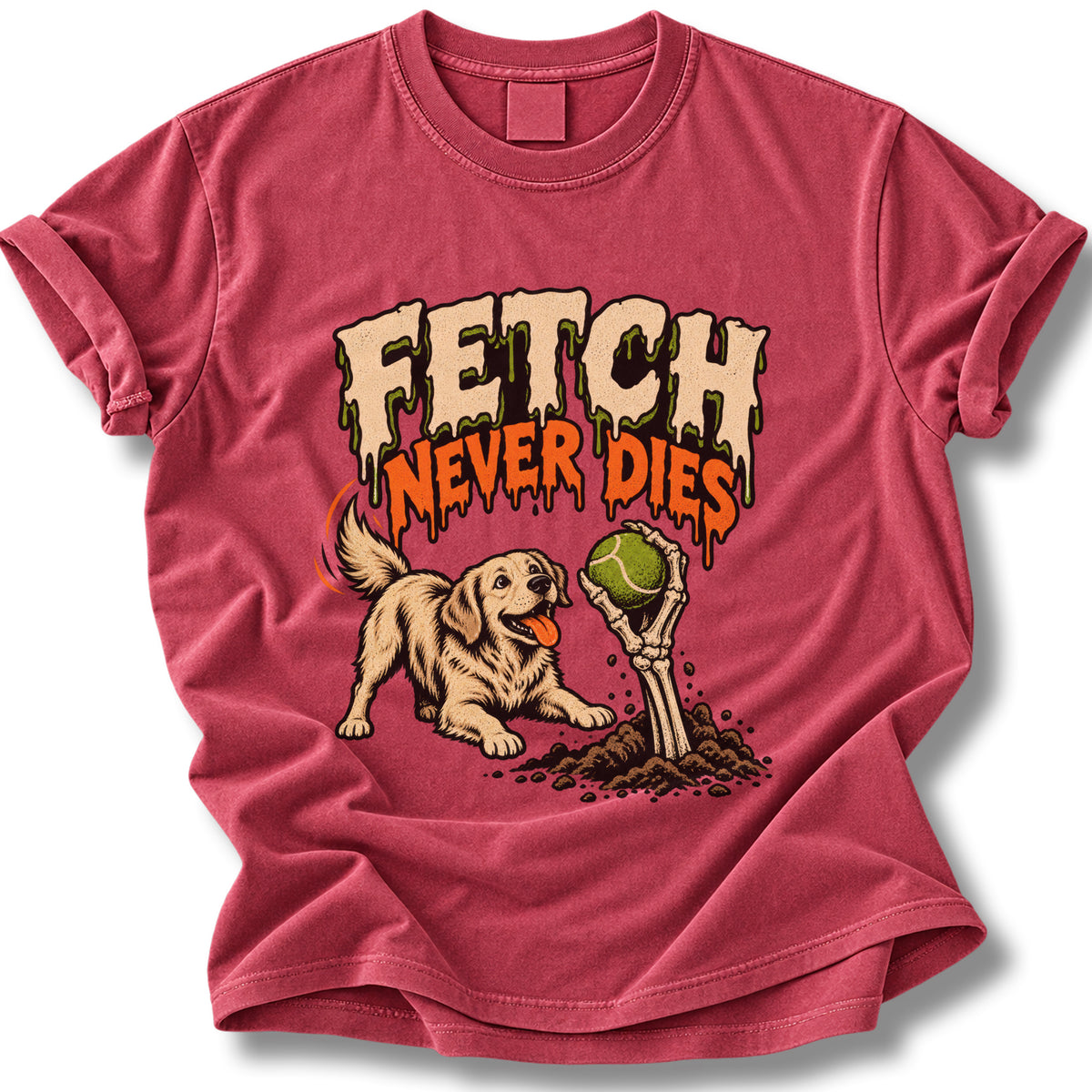 Fetch Never Dies Halloween Shirt | Funny Golden Retriever Tee