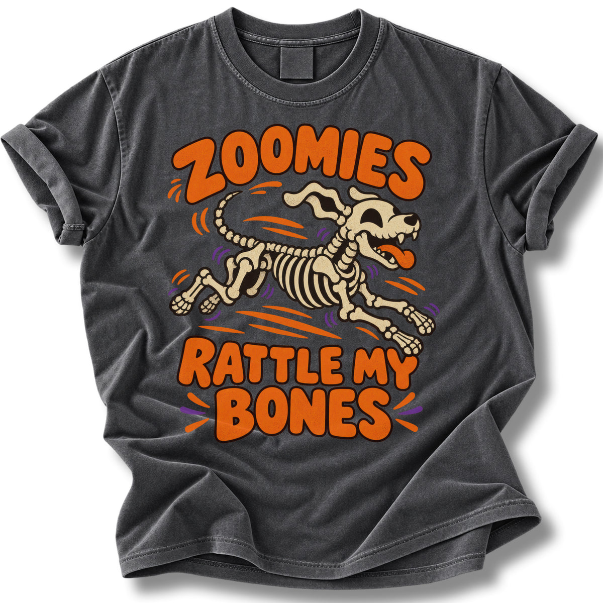 Zoomies Rattle My Bones Halloween Shirt | Funny Skeleton Dog Tee