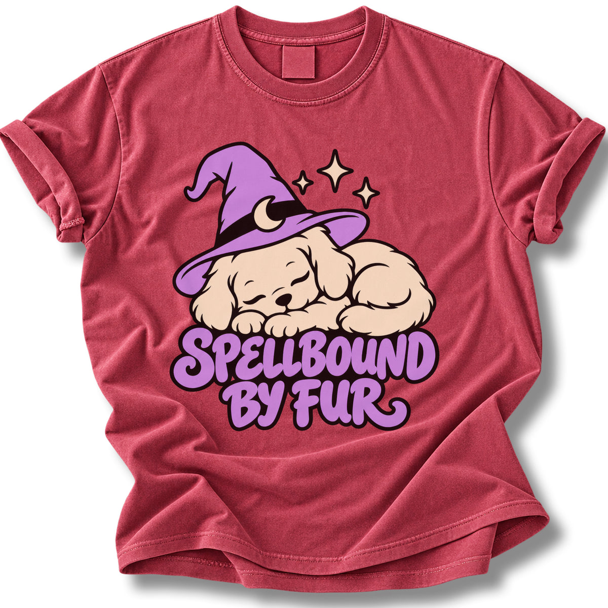 Spellbound by Fur Halloween Shirt | Sleeping Witch Hat Dog Tee