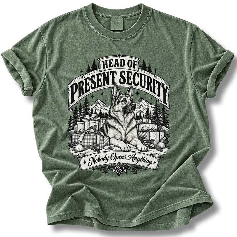 Christmas Dog Comfort Colors Shirt – Head of Present Security Dog Lover Gift