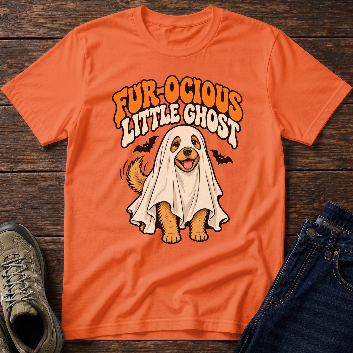 Fur-ocious Little Ghost Dog T-Shirt | Funny Halloween Dog Lover Tee