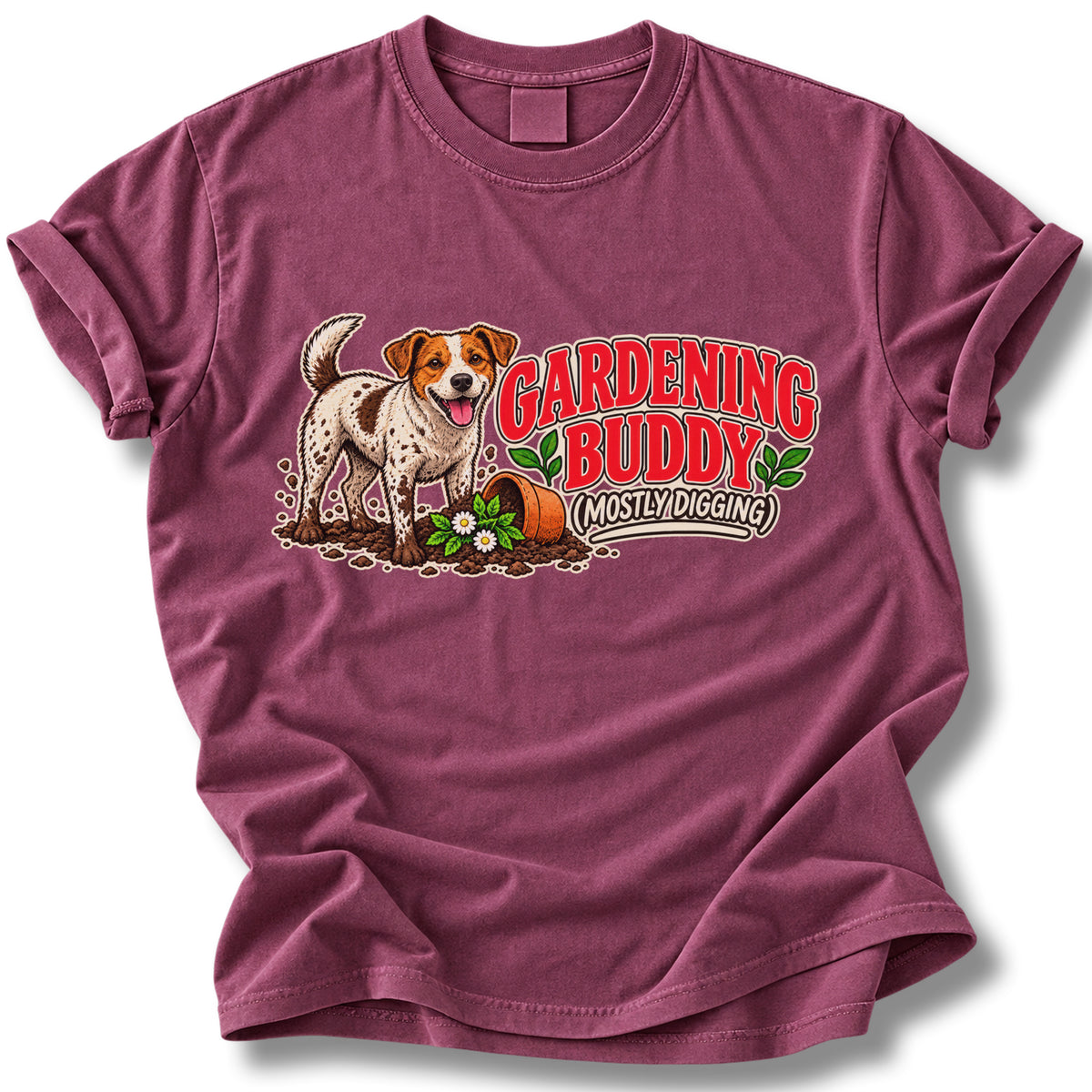 Gardening Buddy Mostly Digging Dog Shirt | Funny Garden Dog Tee