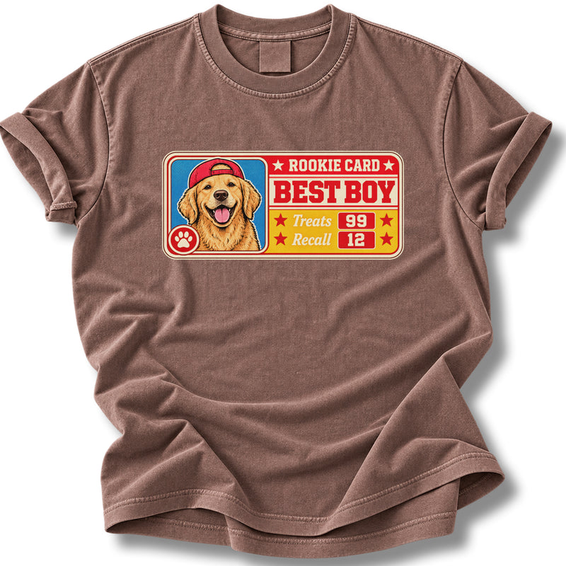 Rookie Card Best Boy Dog Shirt | Funny Golden Retriever Tee