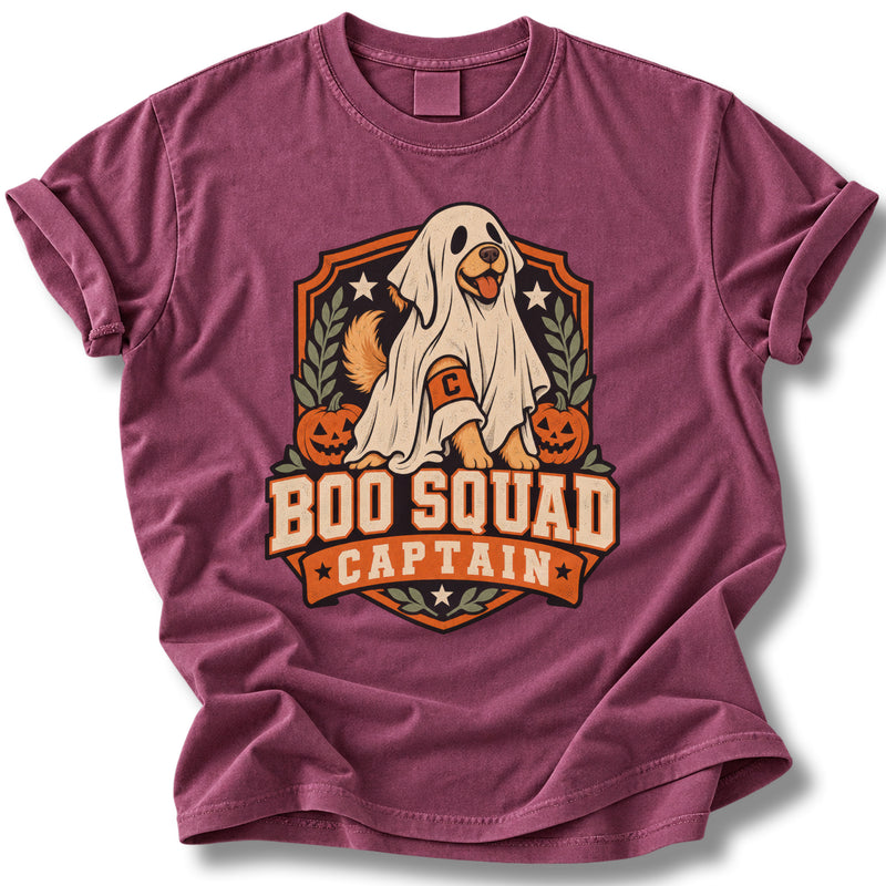 Boo Squad Captain Halloween Dog Shirt | Cute Ghost Dog Tee