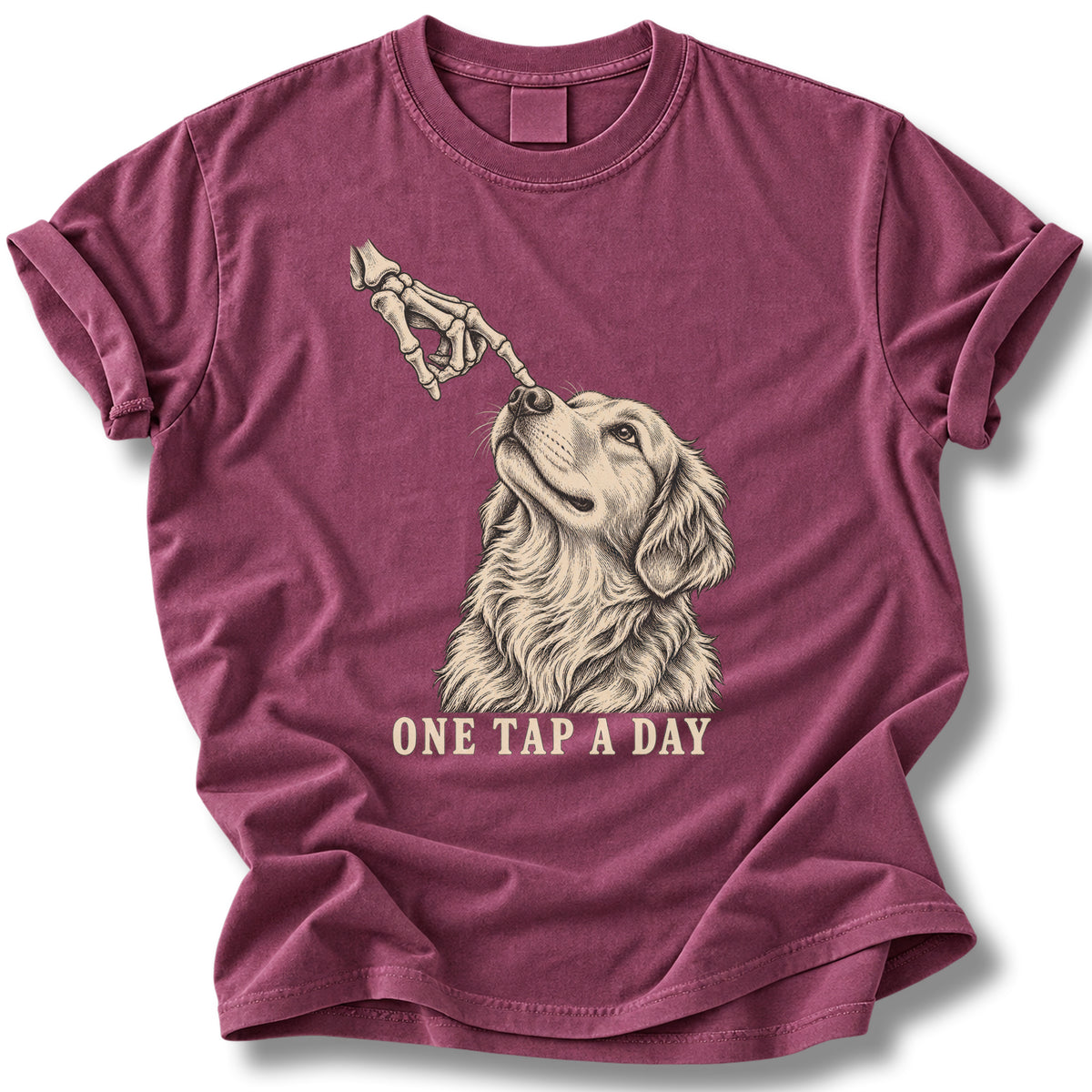 One Tap a Day Halloween Shirt | Golden Retriever Skeleton Boop Tee