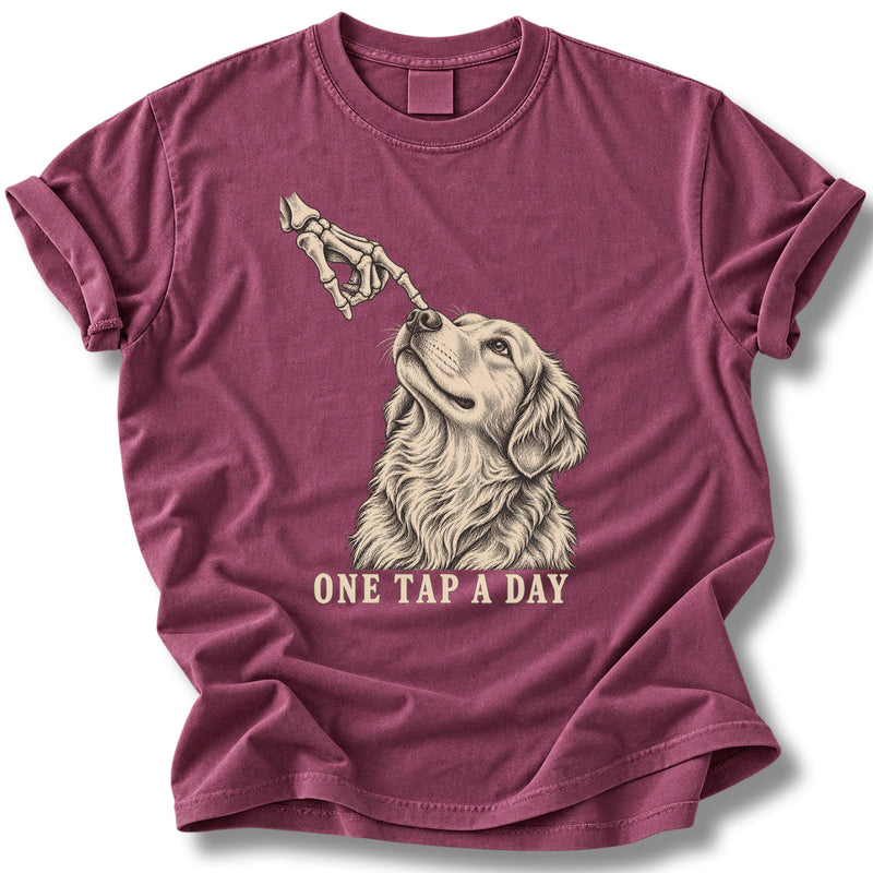 One Tap a Day Halloween Shirt | Golden Retriever Skeleton Boop Tee