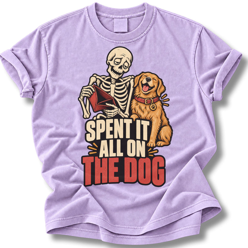Spent It All on the Dog Halloween Shirt | Funny Skeleton Dog Tee