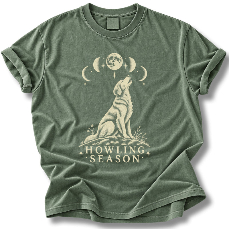 Howling Season Halloween Shirt | Moon Phases Dog Lover Tee