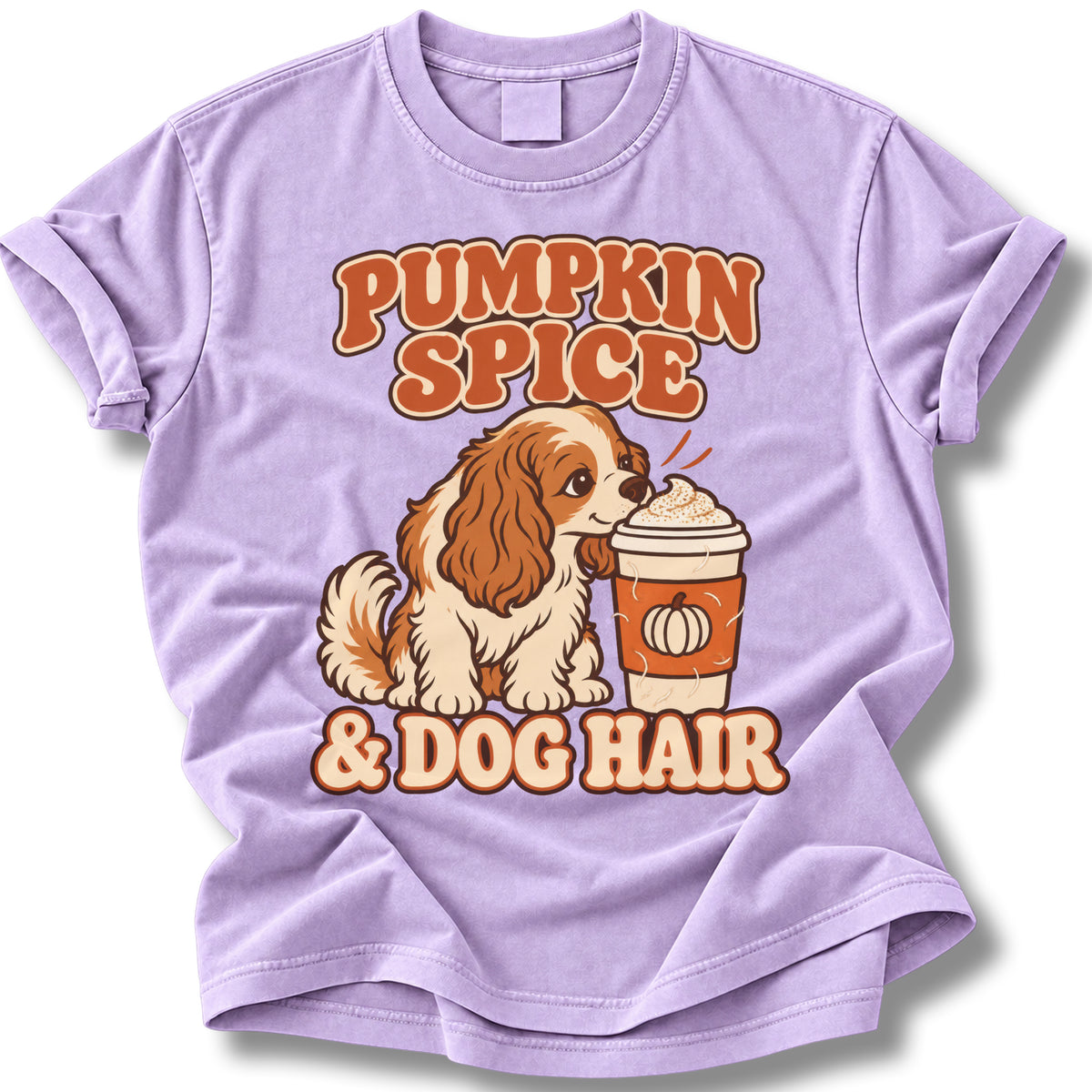 Pumpkin Spice & Dog Hair Halloween Shirt | Spaniel Dog Mom Latte Tee