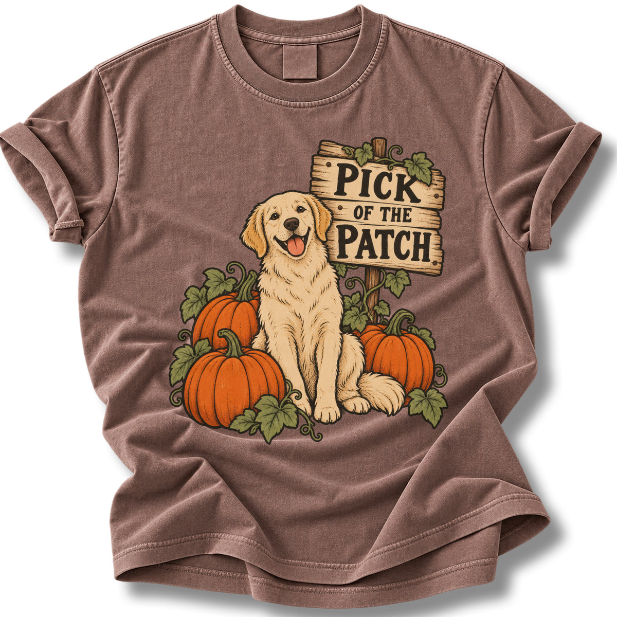 Pick of the Patch Halloween Shirt | Pumpkin Golden Retriever Dog Mom Tee