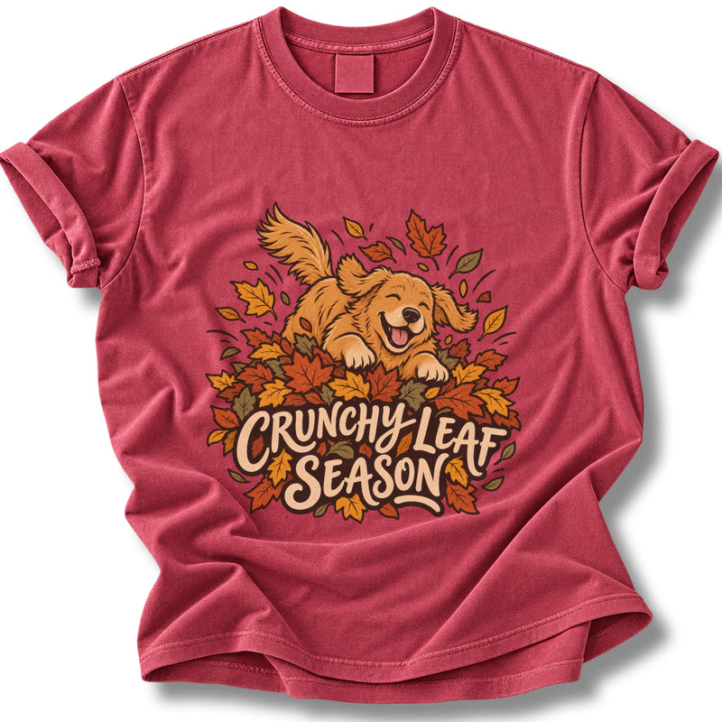 Crunchy Leaf Season Shirt | Fall Golden Retriever Dog Lover Tee