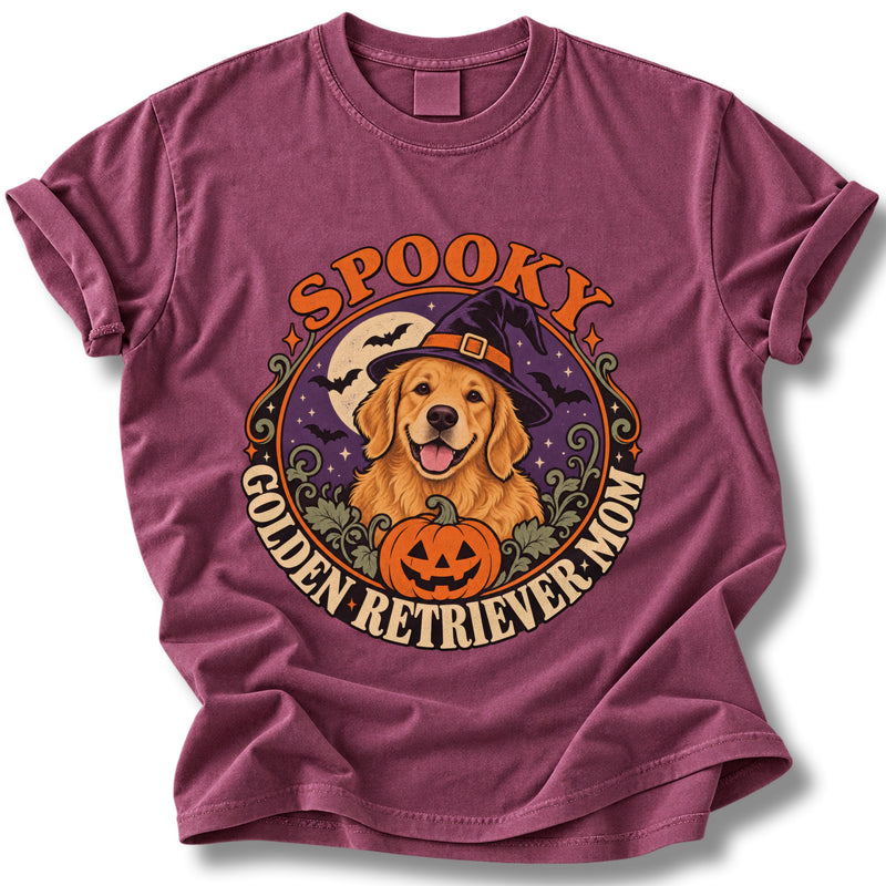 Spooky Golden Retriever Mom Halloween Shirt | Witch Hat Golden Tee
