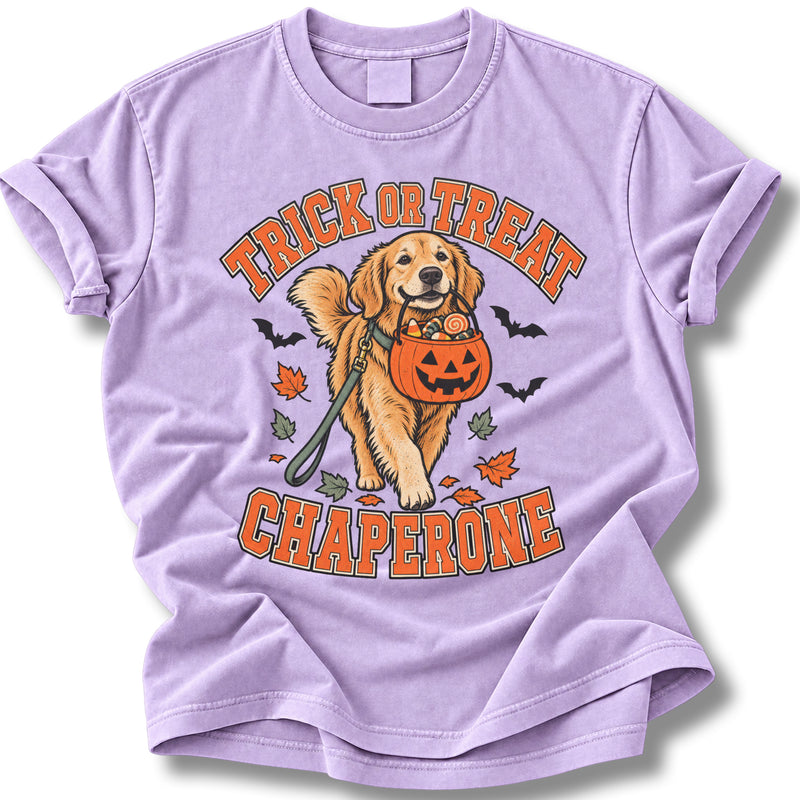 Trick or Treat Chaperone Halloween Shirt | Golden Retriever Candy Tee