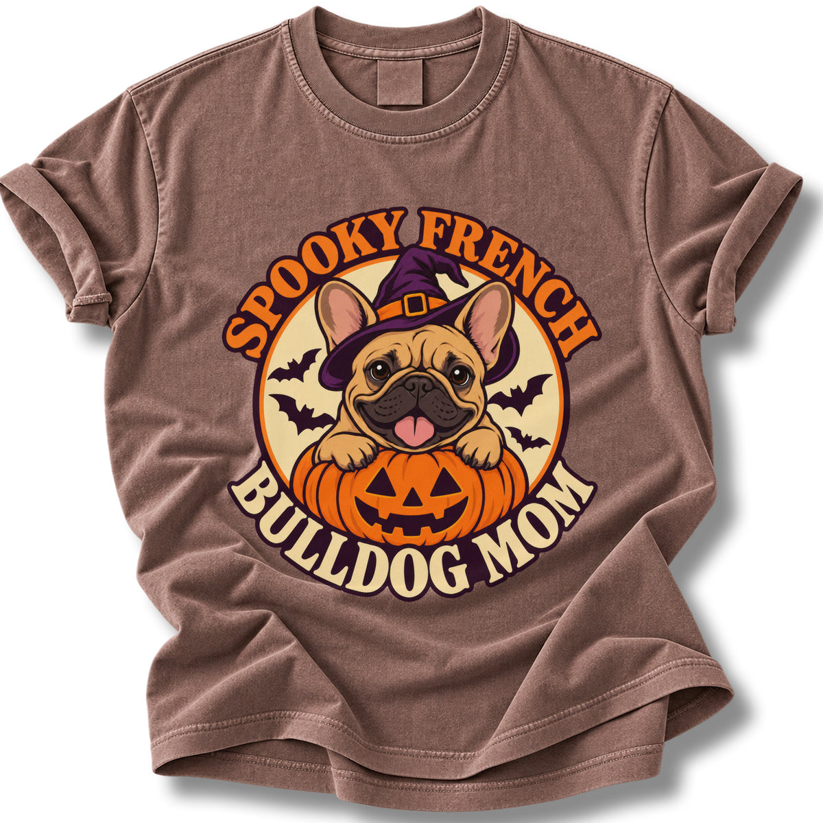 Spooky French Bulldog Mom Halloween Shirt | Witch Hat Frenchie Tee
