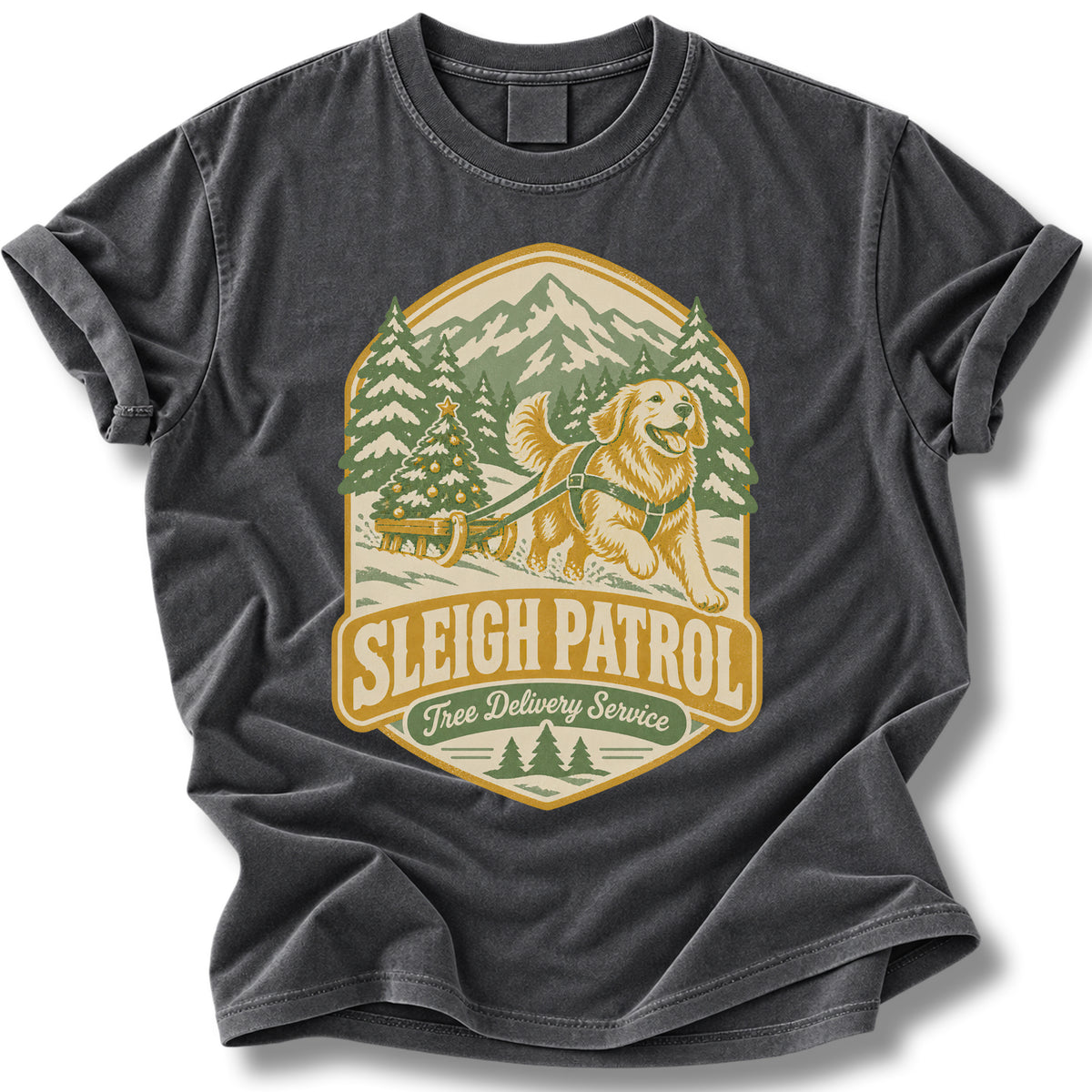 Golden Retriever Christmas Comfort Colors Shirt – Sleigh Patrol Dog Mom Gift