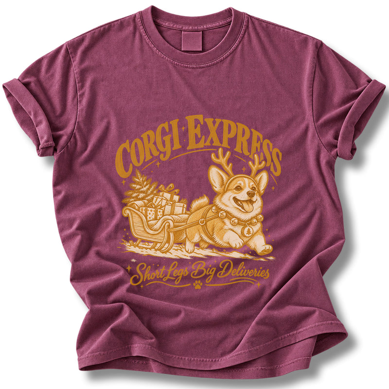 Corgi Christmas Comfort Colors Shirt – Corgi Express Dog Mom Gift