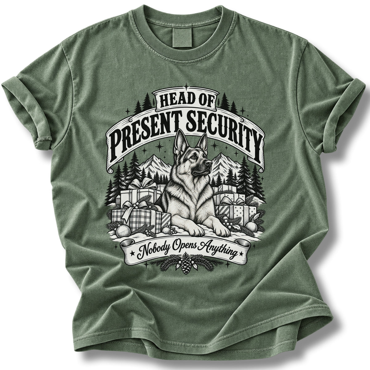 Christmas Dog Comfort Colors Shirt – Head of Present Security Dog Lover Gift